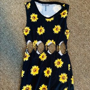 Sunflower cut-out mini dress